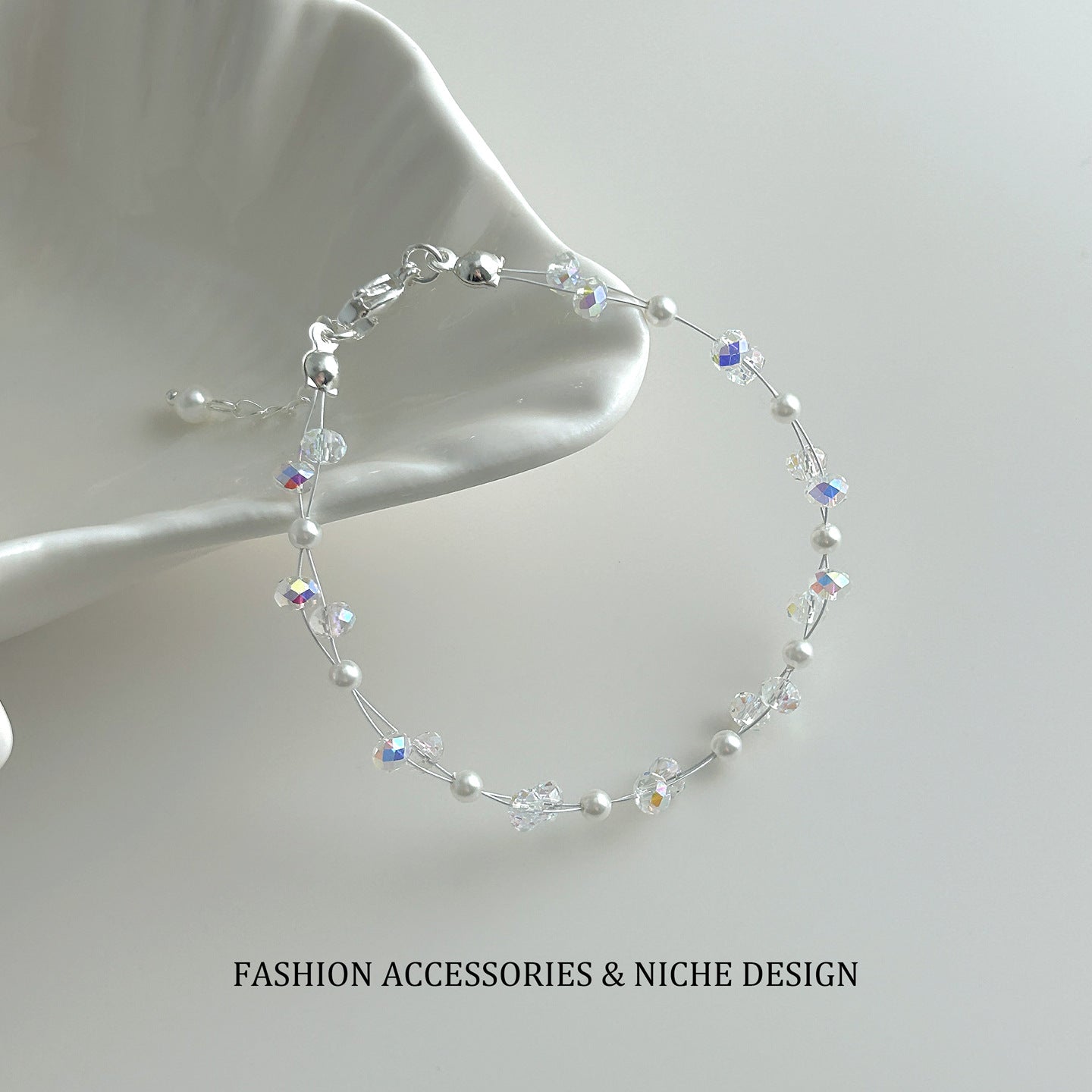 Entry Lux Fresh Square Diamond Pearl Fishing Line Simplicity Bracelet