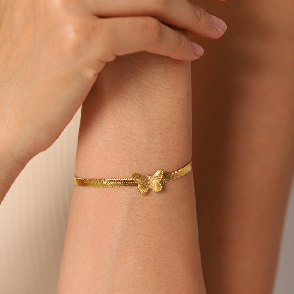Style Vintage Bow Titanium Steel Female Advanced Niche Stainless Snake Bracelet