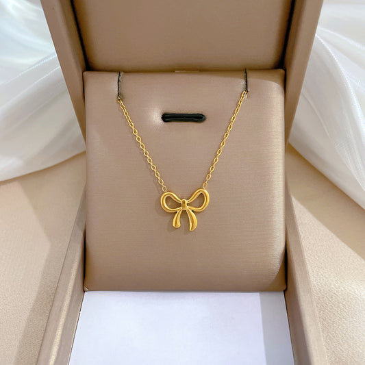 Body Titanium Steel Mori Style Bowknot Necklaces