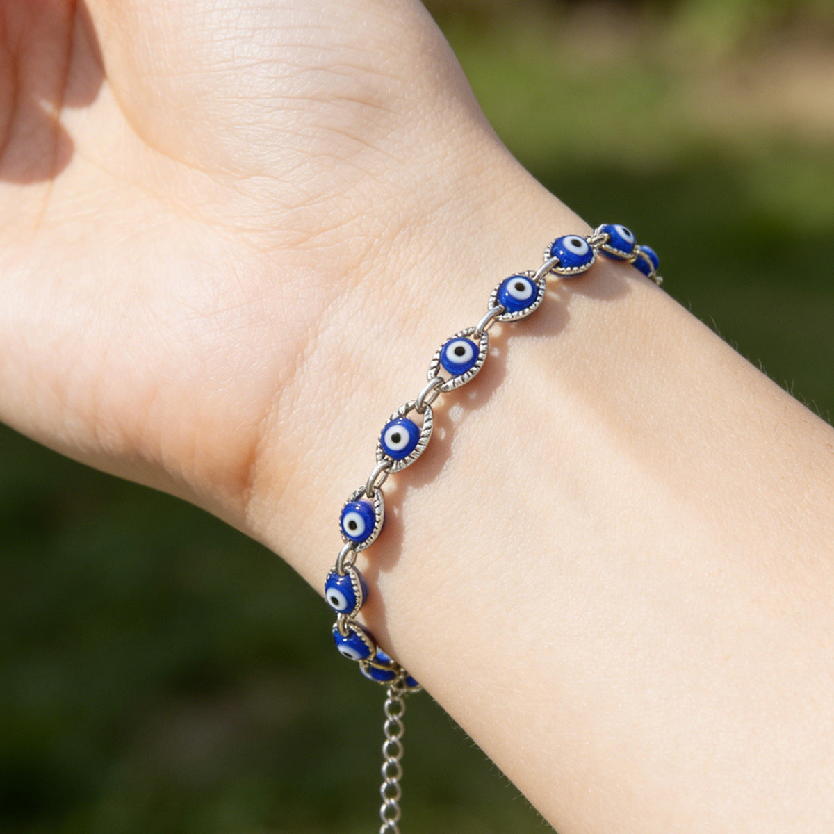 Women's Devil's Eye Titanium Steel Blue Sclera Evil Bracelet