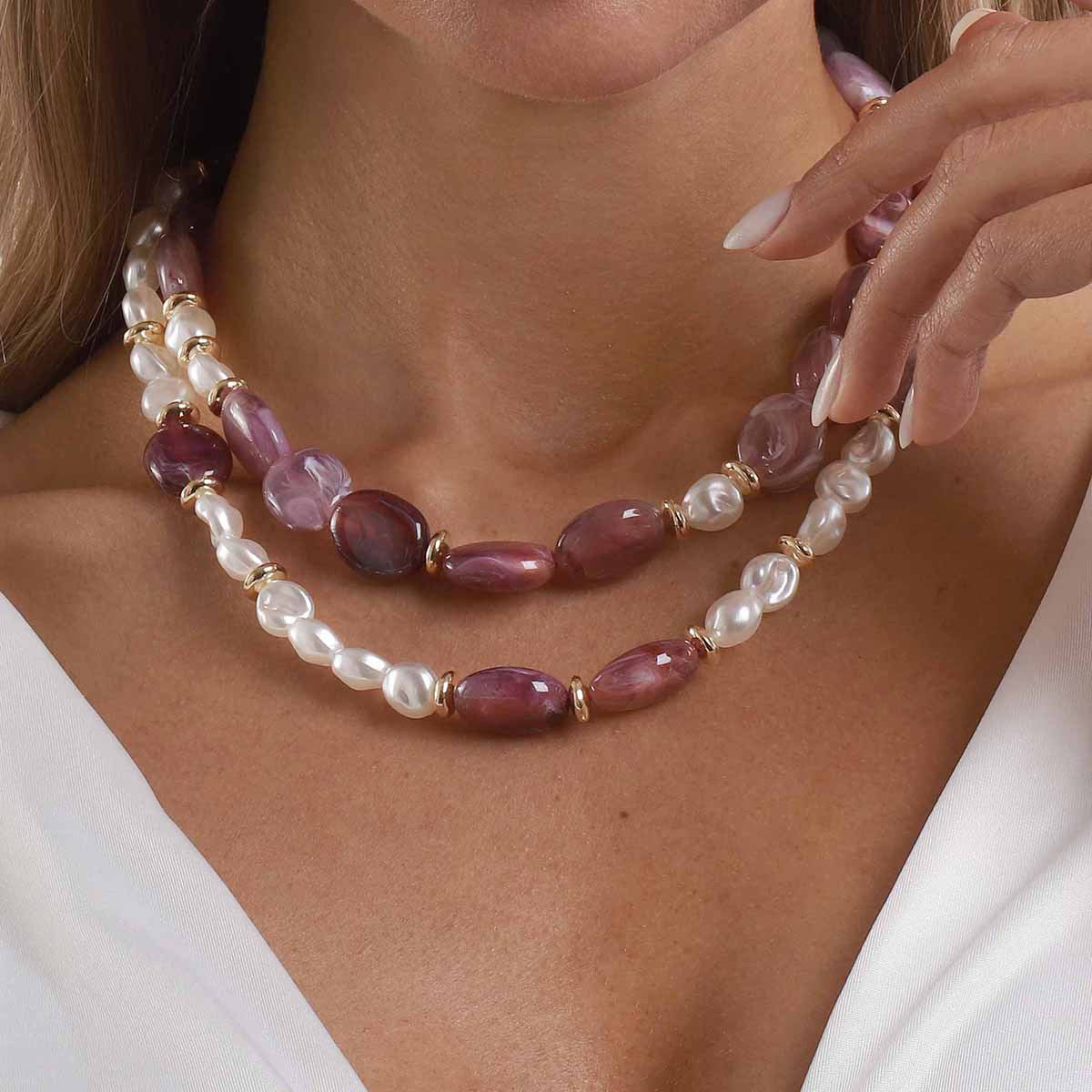 Niche Color Resin Handmade Beaded Temperament Entry Necklace