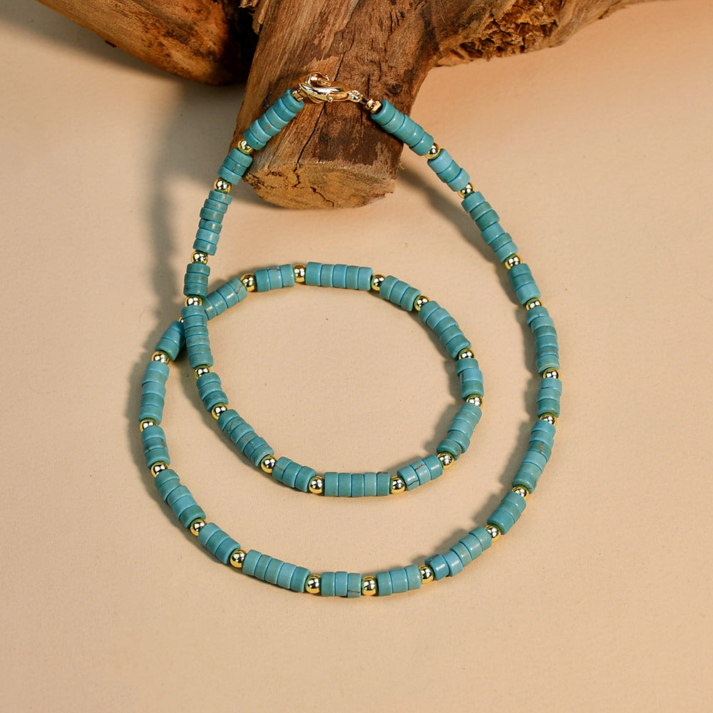 Women's Ethnic Style Handmade Beaded Turquoise Niche Necklaces