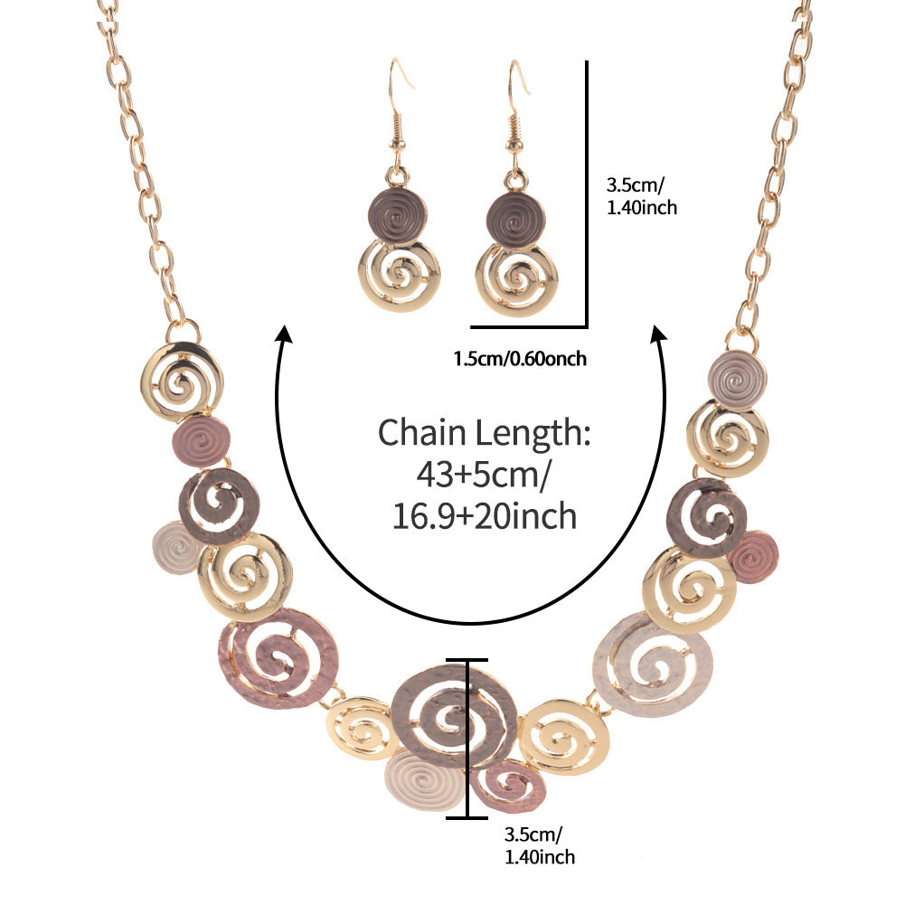 Women's Creative Design Zinc Alloy Geometric Round Spiral Colorful Oil Hollow Jewelry Set
