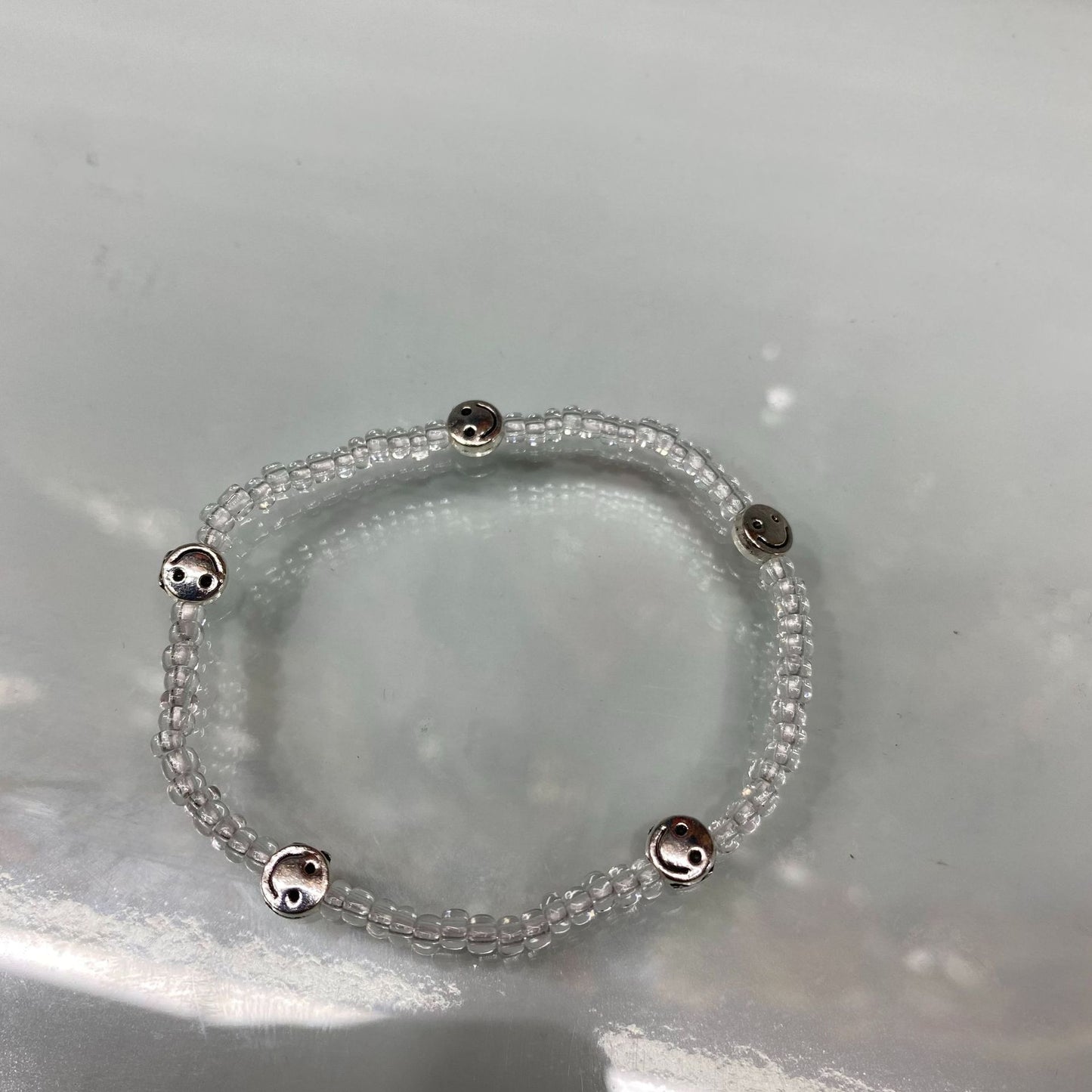 Style Fresh Color Beaded Smiley Transparent Candy Rings