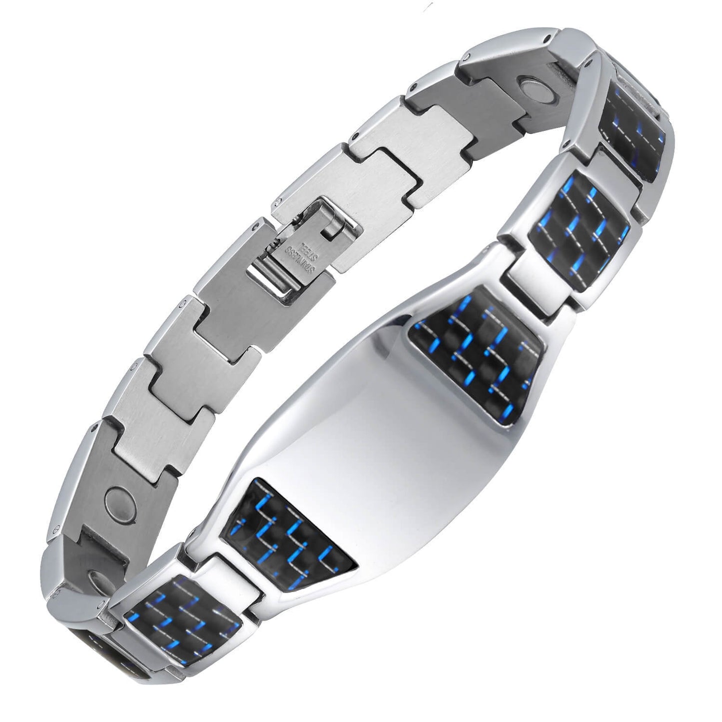 Men's Stainless Steel Magnetic Germanium Particles Energy Bracelets