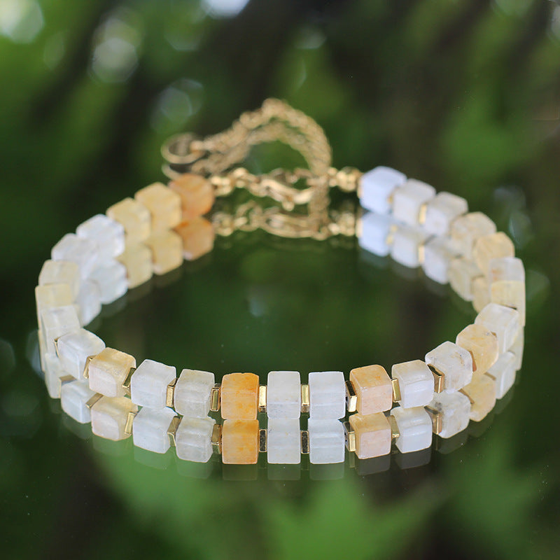 Stainless Steel Lobster Clasp Square Tiger Eye Bracelet