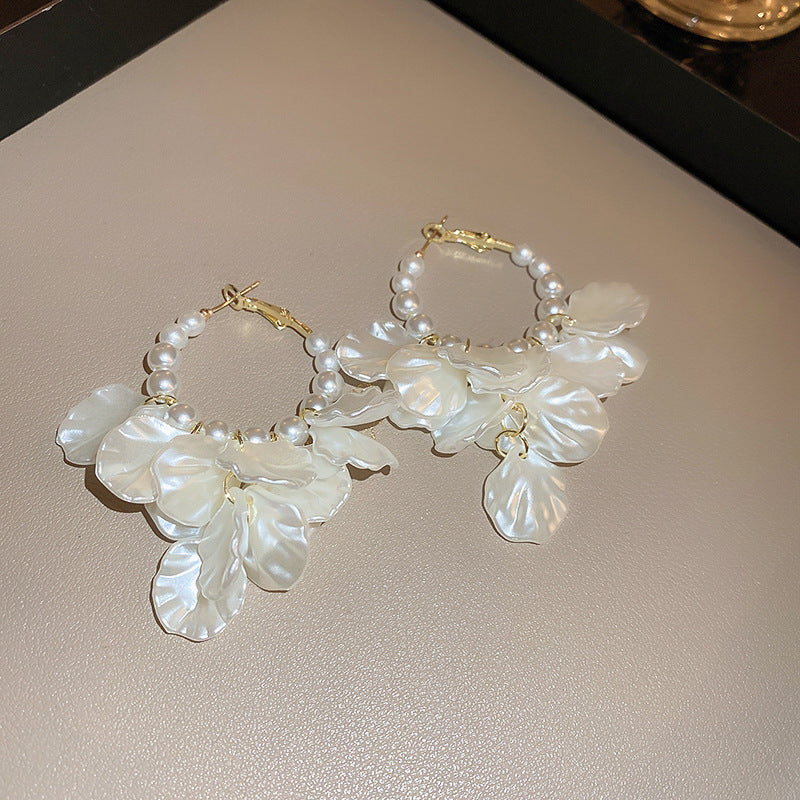 Pearl Flower Tassel Niche Temperament Atmosphere Affordable Earrings