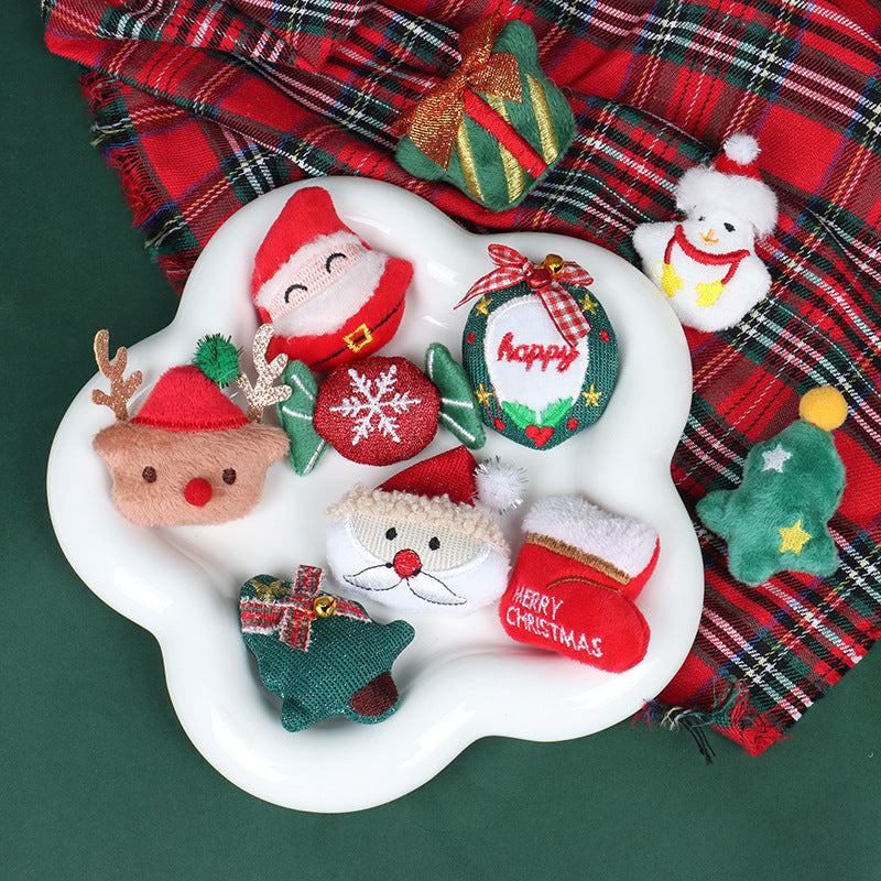 Christmas Brooch Plush Doll Santa Claus Snowman Elk Cartoon Jewelry Accessories