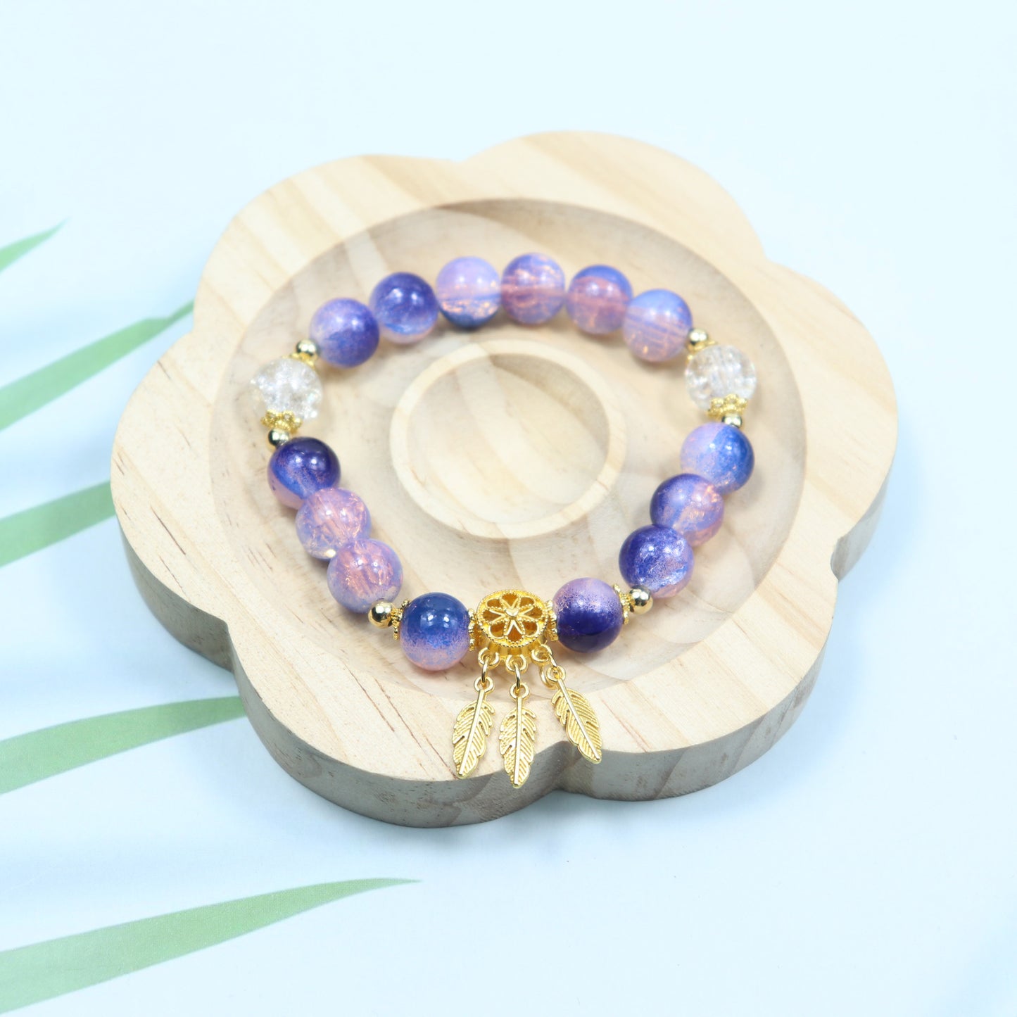 Gold Beaded Feather Glass Chipping Beads Bead Night Market Bracelets