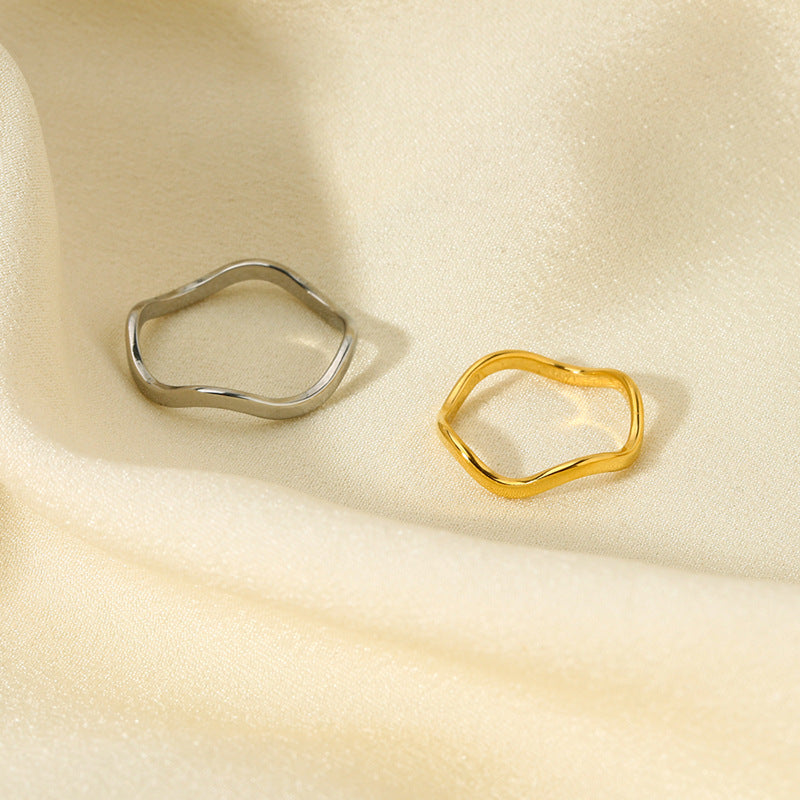 Wind Design Stainless Steel Wavy Tail Gold Shank Rings
