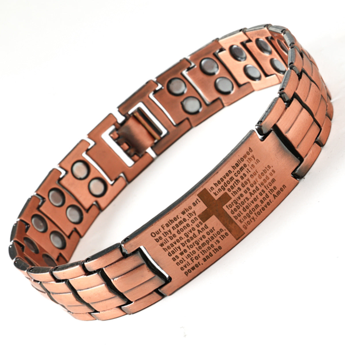 Wheat Striped Cross Eagle Bronze Magnet Fashion Retro Curved Bracelets