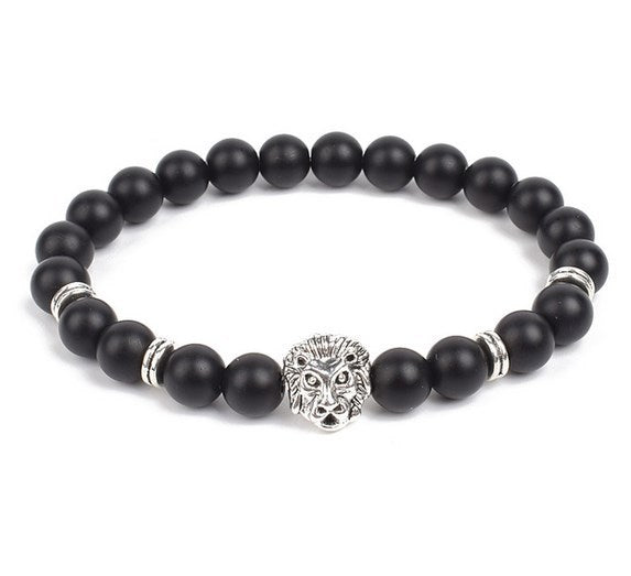 Spacer Alloy Lion's Head Haematite Yoga Buddha Bracelet