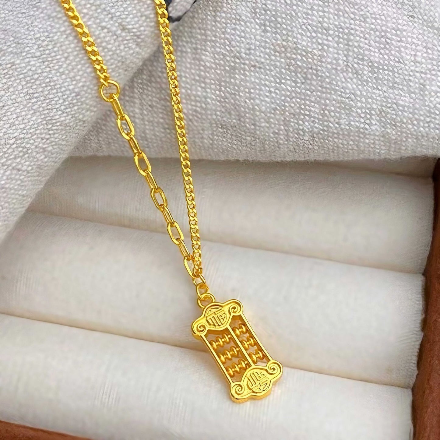 Women's Imitation Gold Lucky Fortune Small Abacus Necklace