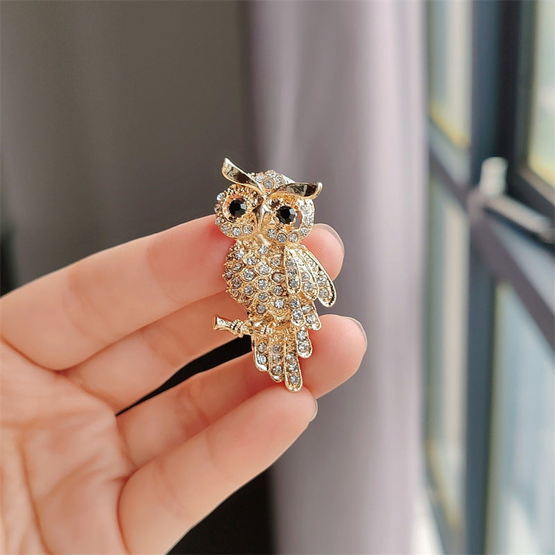 Unique Exquisite Owl Full Diamond Corsage Brooches