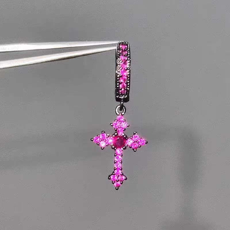Sparkling Full Rhinestone Cross Ear Refined Personalized Unique Design Sense Stud Earrings