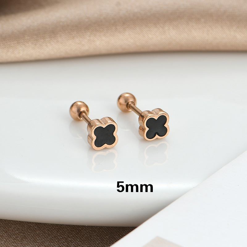 Clover Female Titanium Steel Ear Bone Stud Earrings