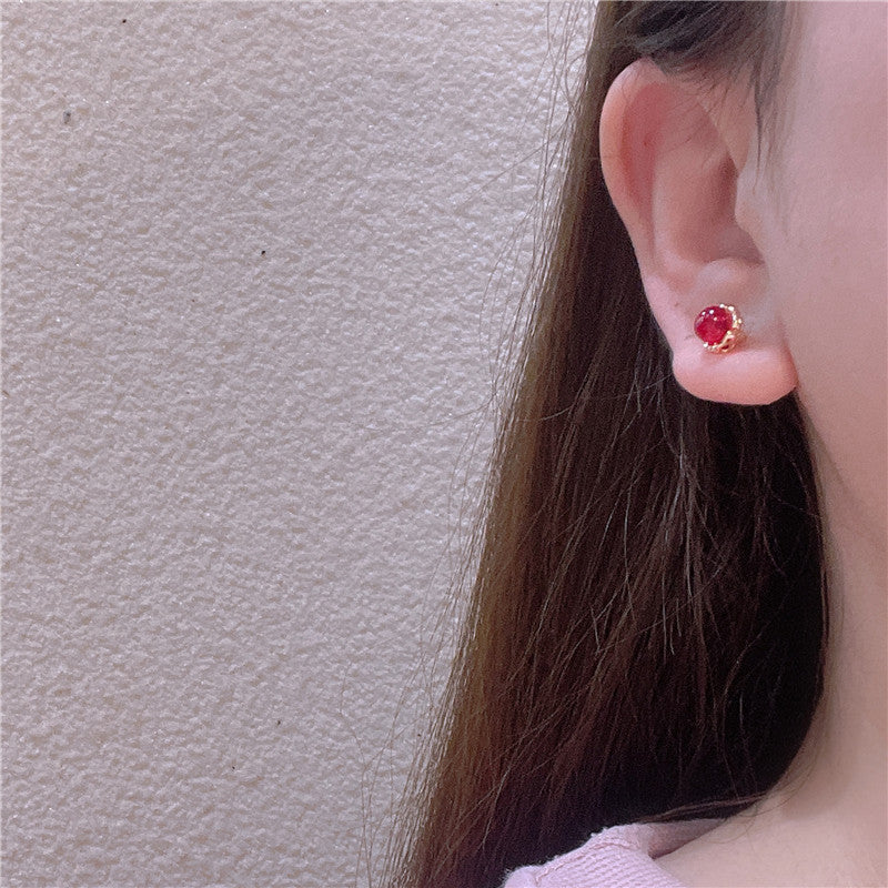 Opal Stone Ear Female Fashion Design Stud Earrings