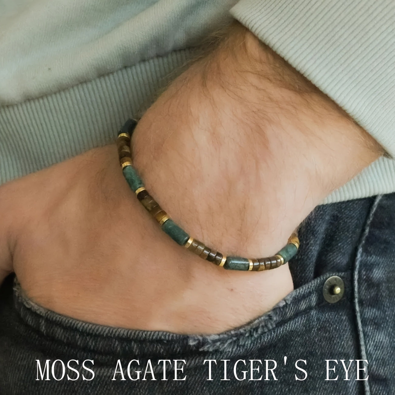 Cylindrical Stone Beaded Spacer Beads Lobster Bracelets