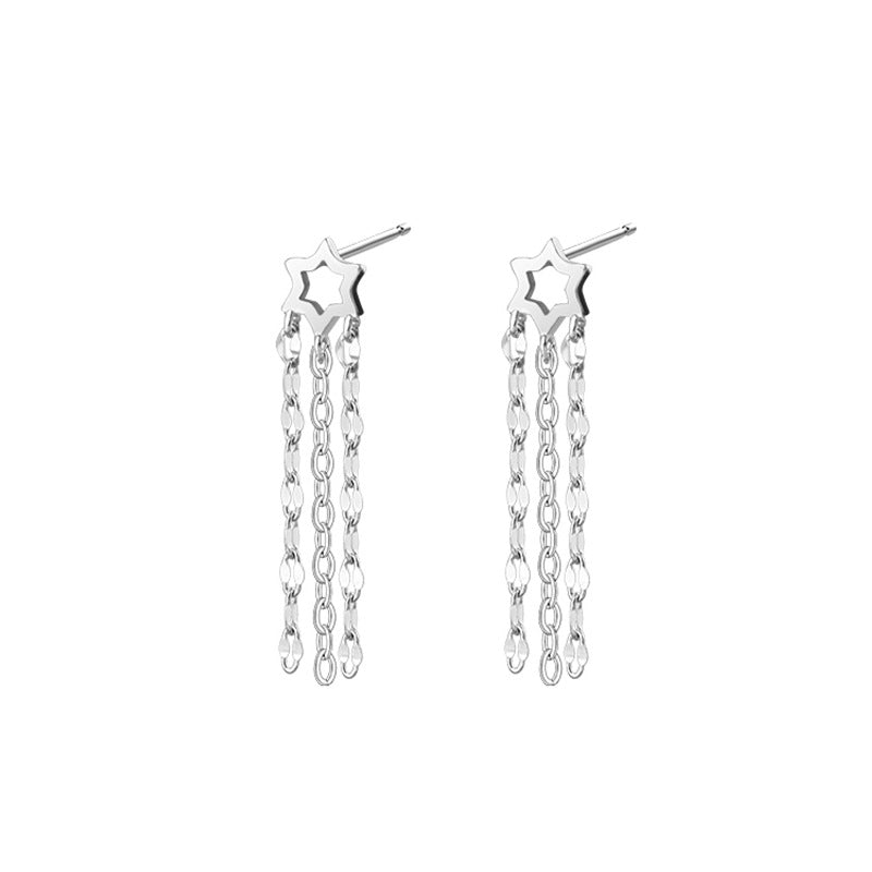 Women's Long Star Tassel Disco Chain Sequined Love Earrings