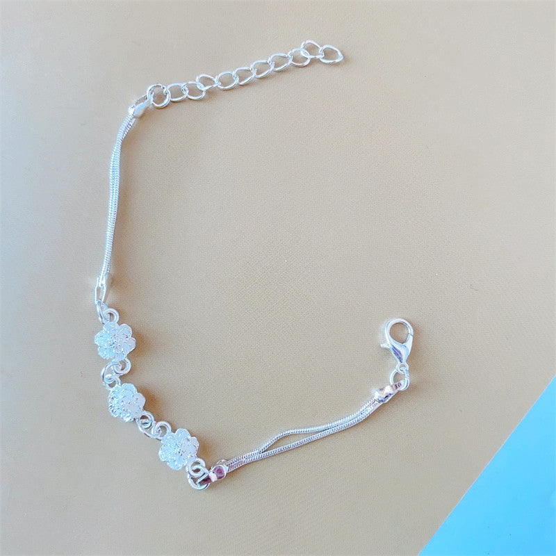 Ethnic Style Rose Camellia Lotus Chain Alloy Miao Scenic Bracelet