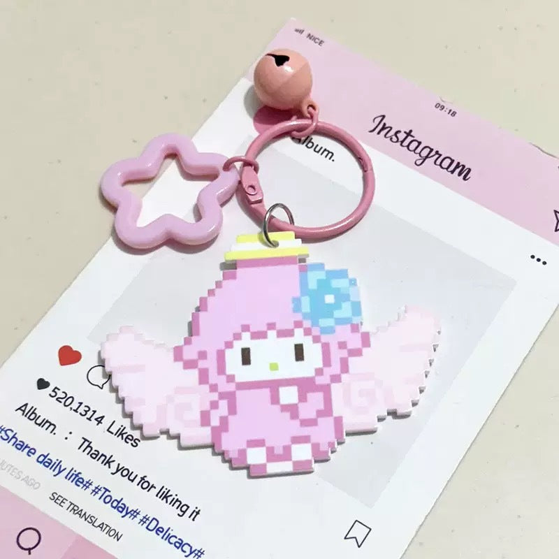 Pixel Cartoon Key Button Schoolbag Cute Acrylic Hang Decorations Hanging Ornaments