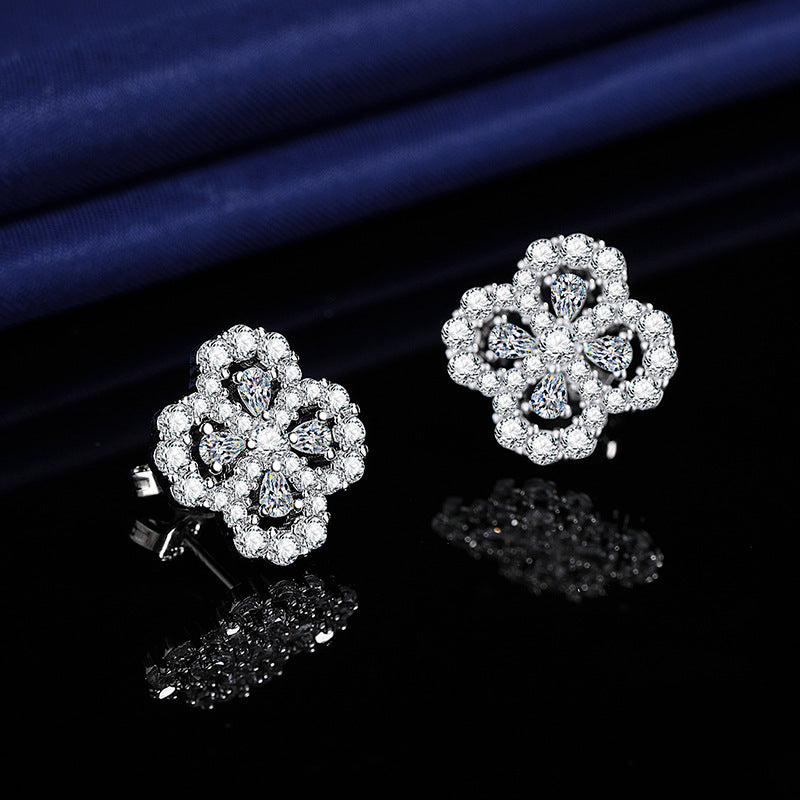 Moissanite Ear Female With Hearts Sterling Earrings