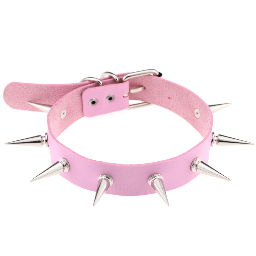 Nightclub Leather Creative Rivet Pointed Nail Collar