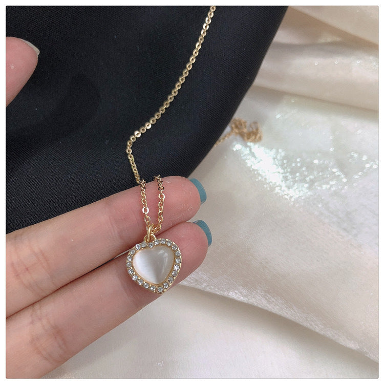 Korean Style Fashion Temperament Opal Love Female Necklace