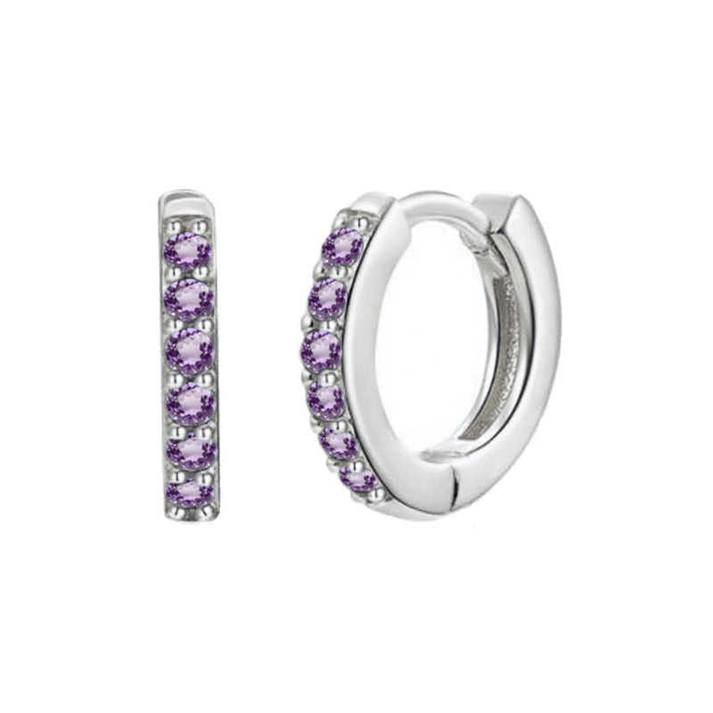 Women's Clip Simple Inlaid Zircon Personality Geometric Earrings