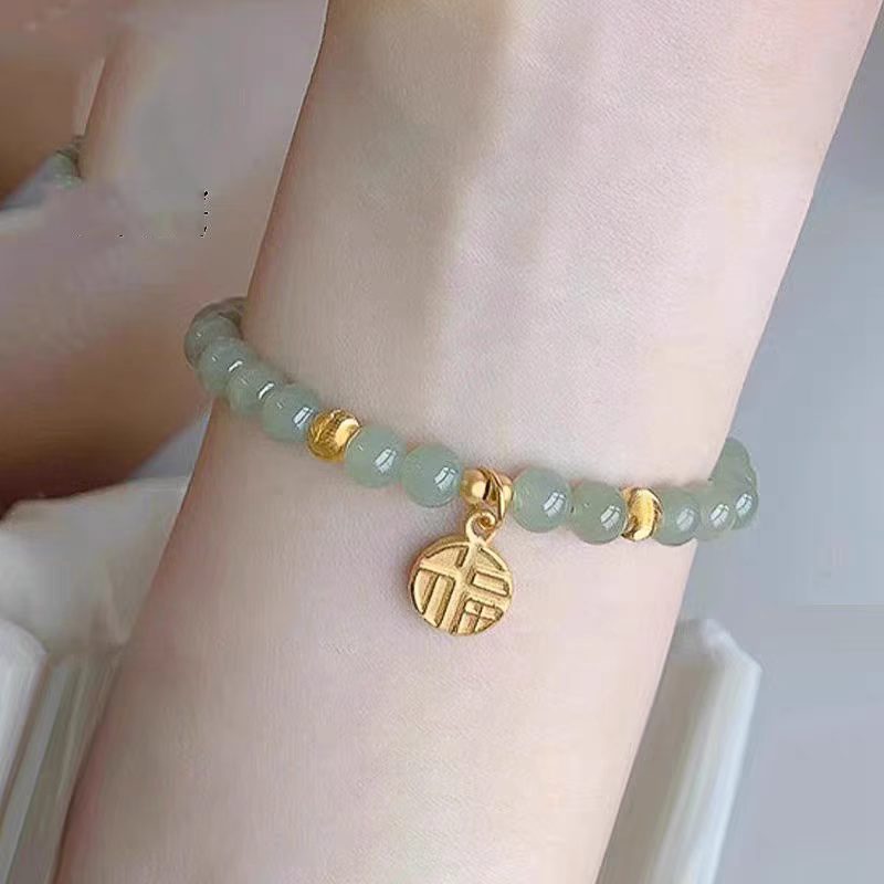 Pearl Lucky Beads Lotus Seedpod Peach Blossom Blessing Card Bracelet