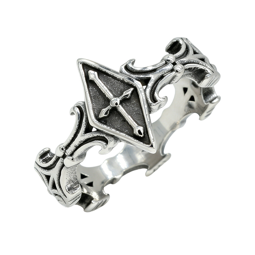 Men's Personality Retro Gothic Cross Titanium Steel Ring