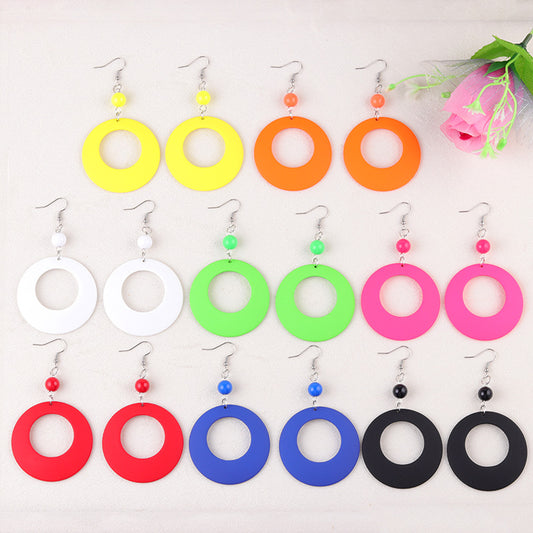 Women's Exaggerated Retro Series Big Circle Acrylic Color Earrings