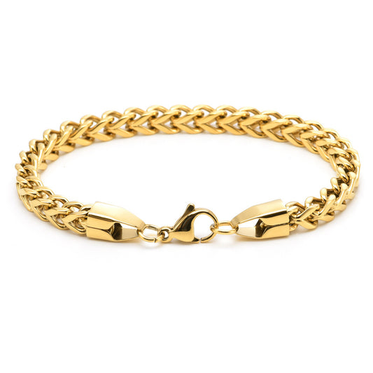 Men's Simple Stainless Steel Positive Negative Twist Keel Chain Creative Retro Bracelet