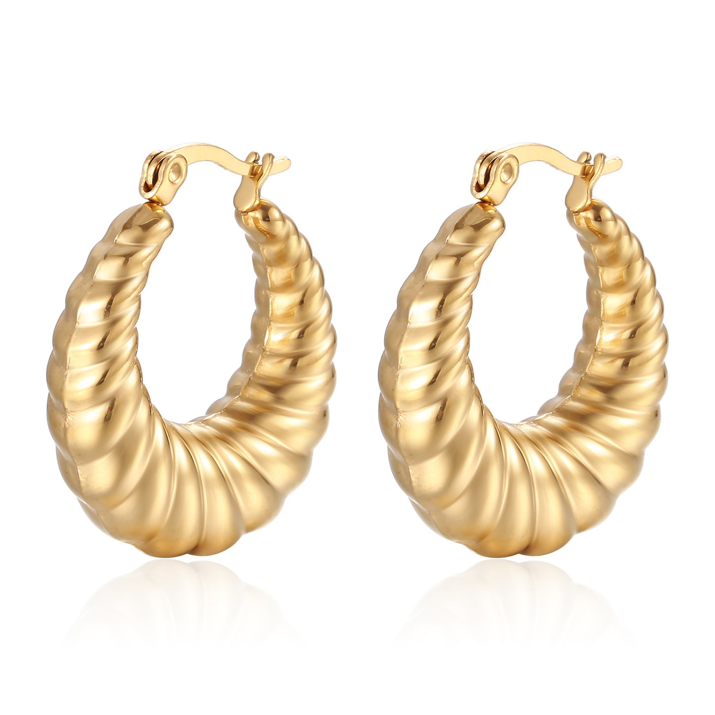 Titanium Steel Hollow Furnace Real Gold Stainless Multiple Glossy Earrings