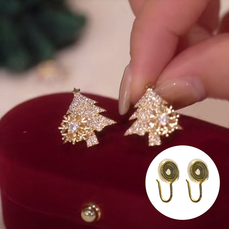 Tree Zircon Design Rotatable Snowflake Running Earrings