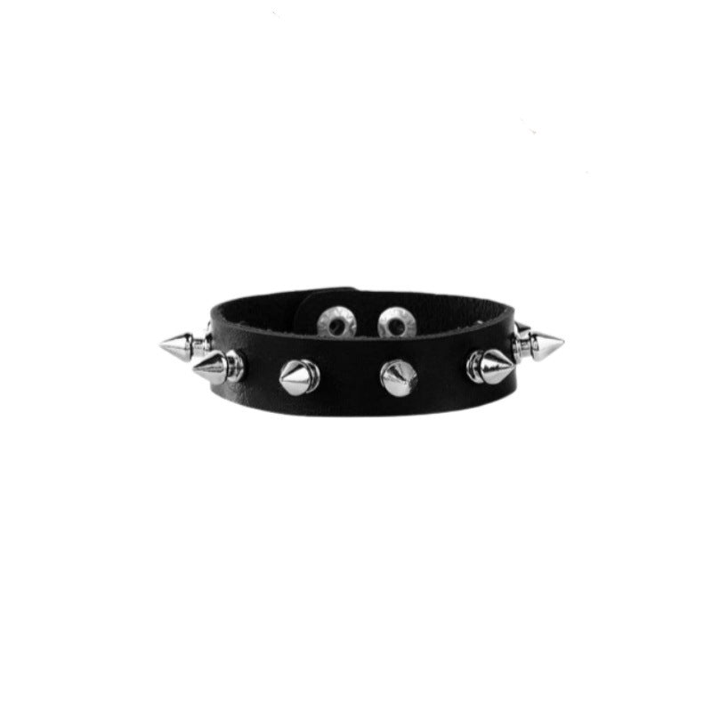 Punk Pointed Rivet Leather Gothic Fan Car Necklaces