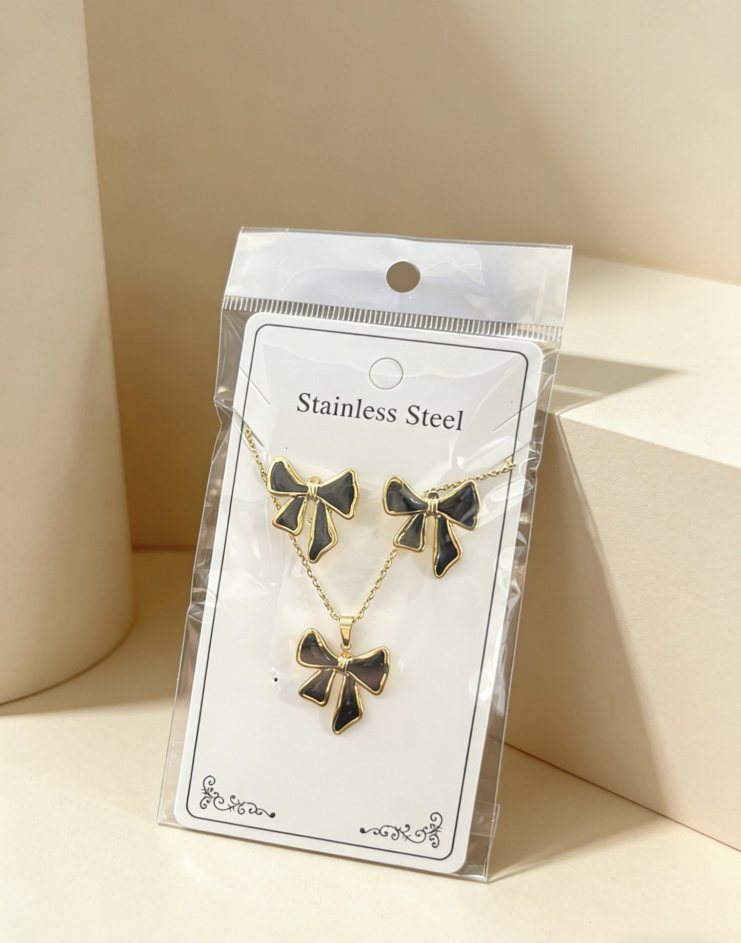 Flower Water Drops Glaze Personality Stainless Jewelry Set