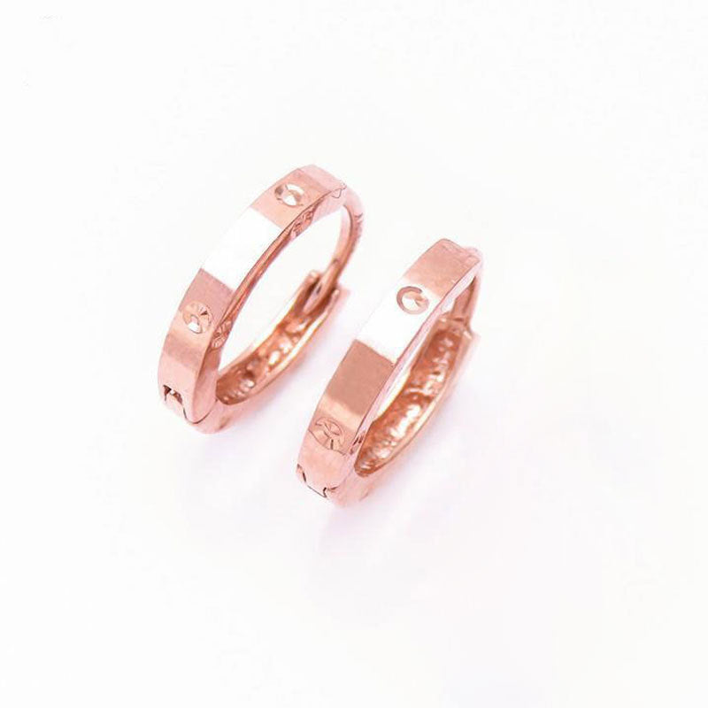 Purple Gold Simple Color Plated Rose Glossy Ear Earrings