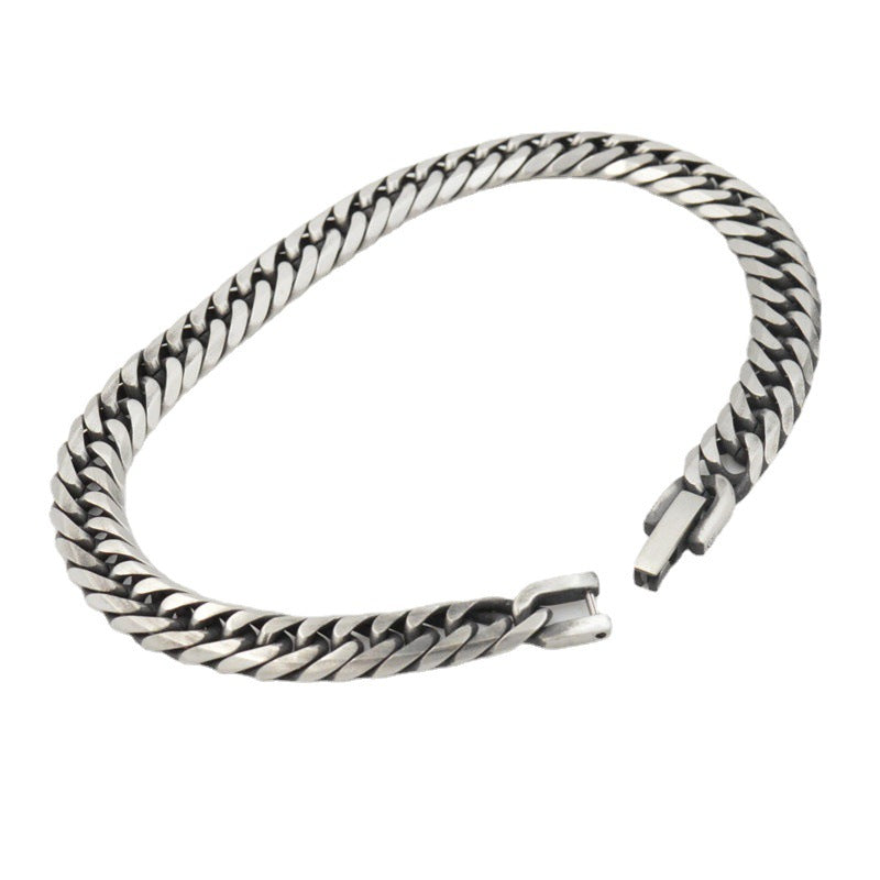 Men's Double Woven Six-sided Grinding Machine Chain Vintage Stainless Steel Necklaces