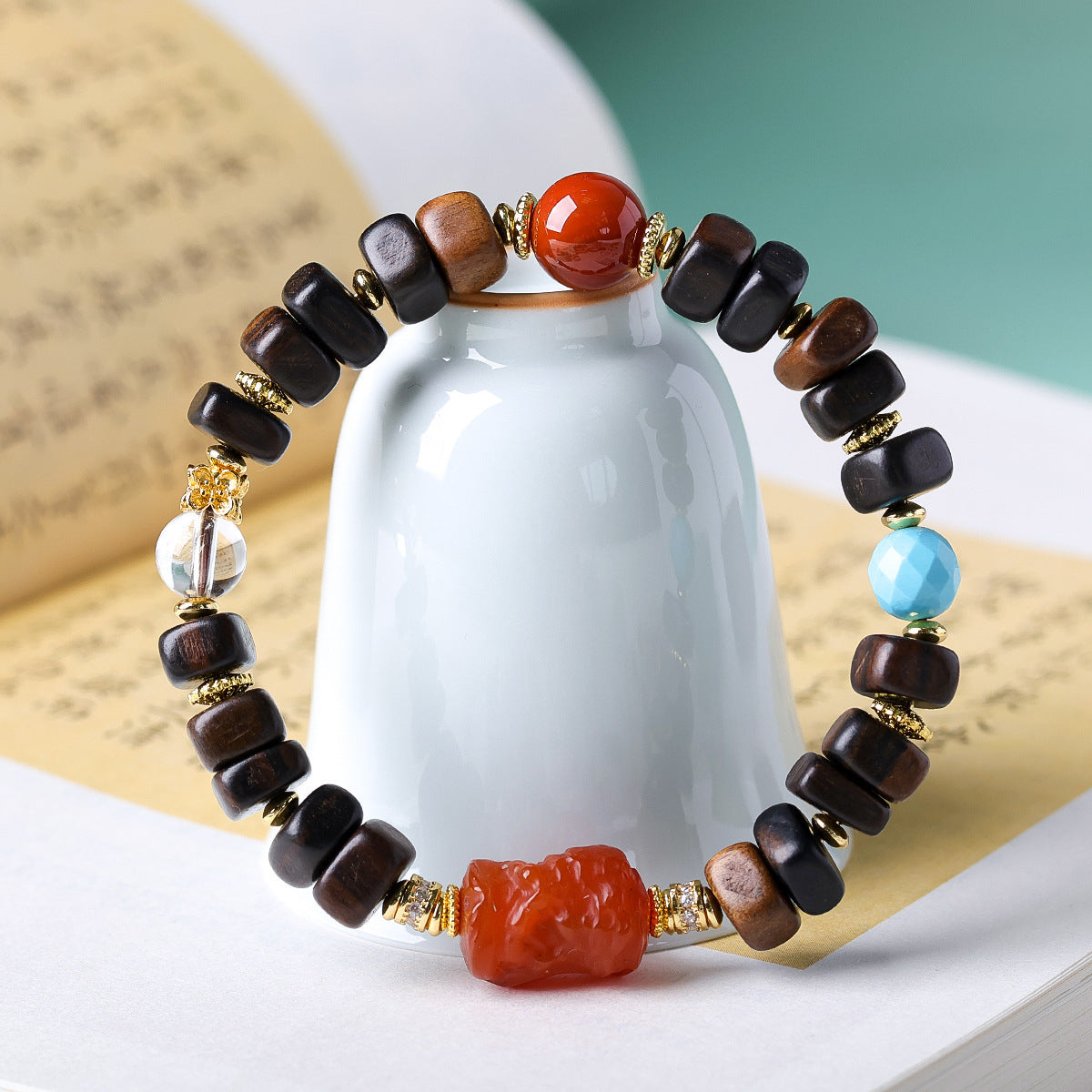 Women's Vietnam Nha White Chess Nan Eaglewood Buddha Beads Bracelets