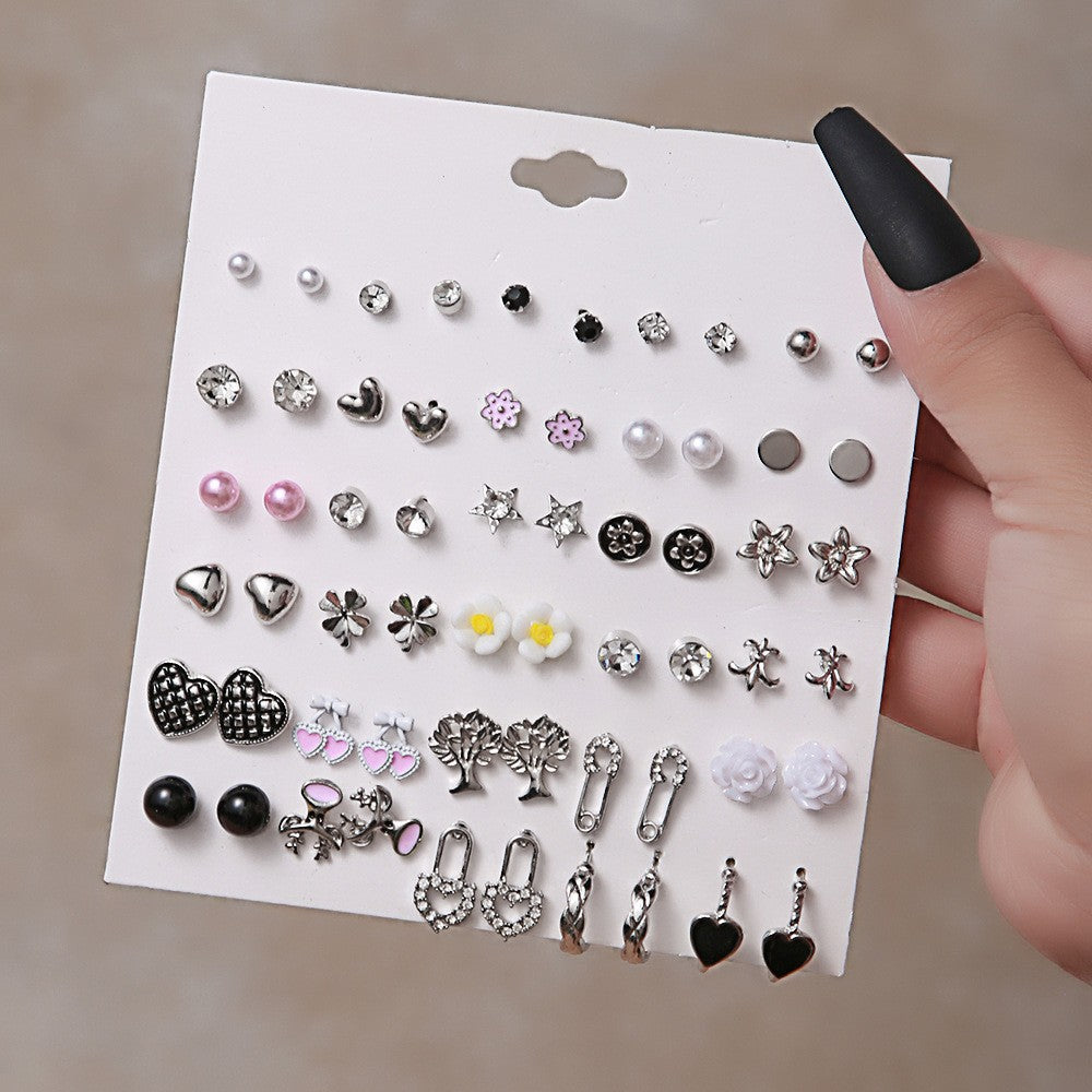 Metal Irregular Geometry Pairs Earings Vintage Pearl Earrings