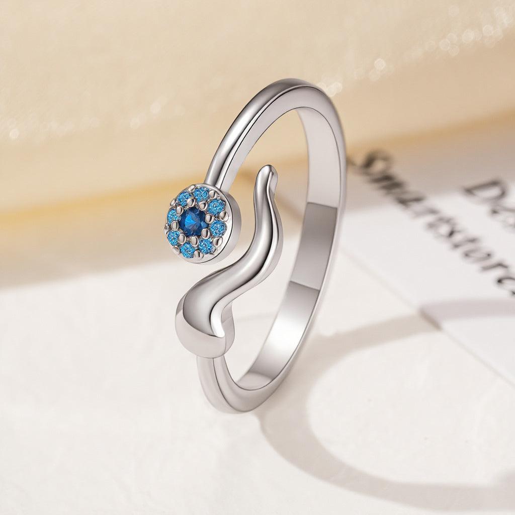 Evil Eye Personality Blue Rhinestone Zircon Ring