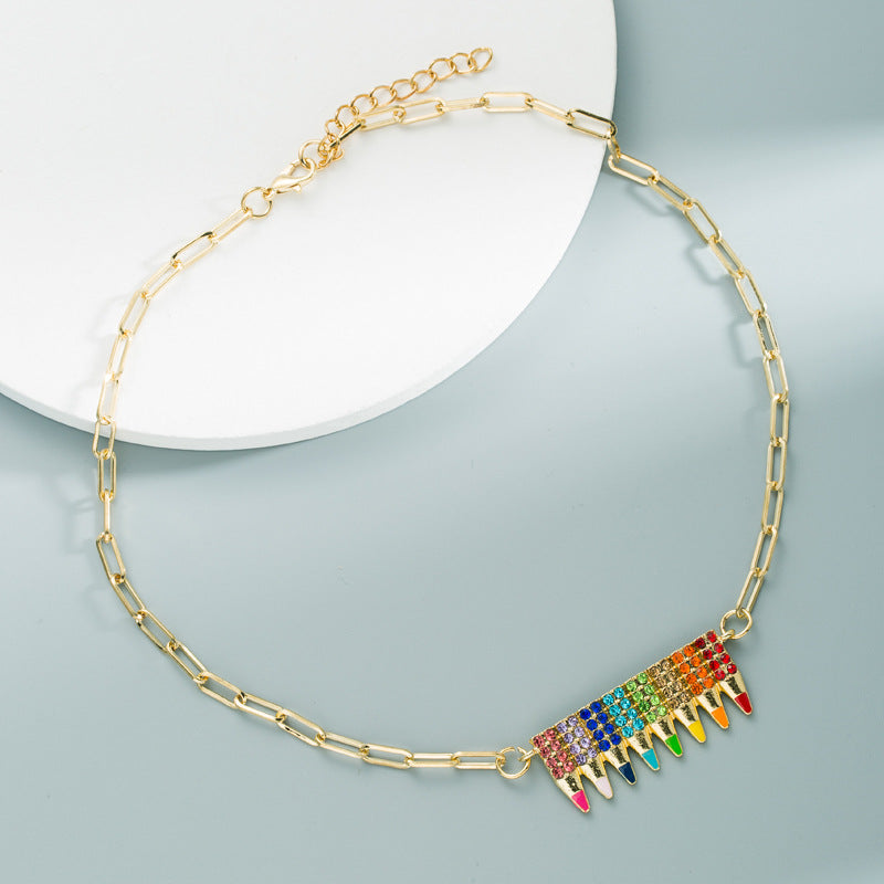 Fashion Fashionmonger Personality Color Crayon Alloy Clavicle Chain Necklace