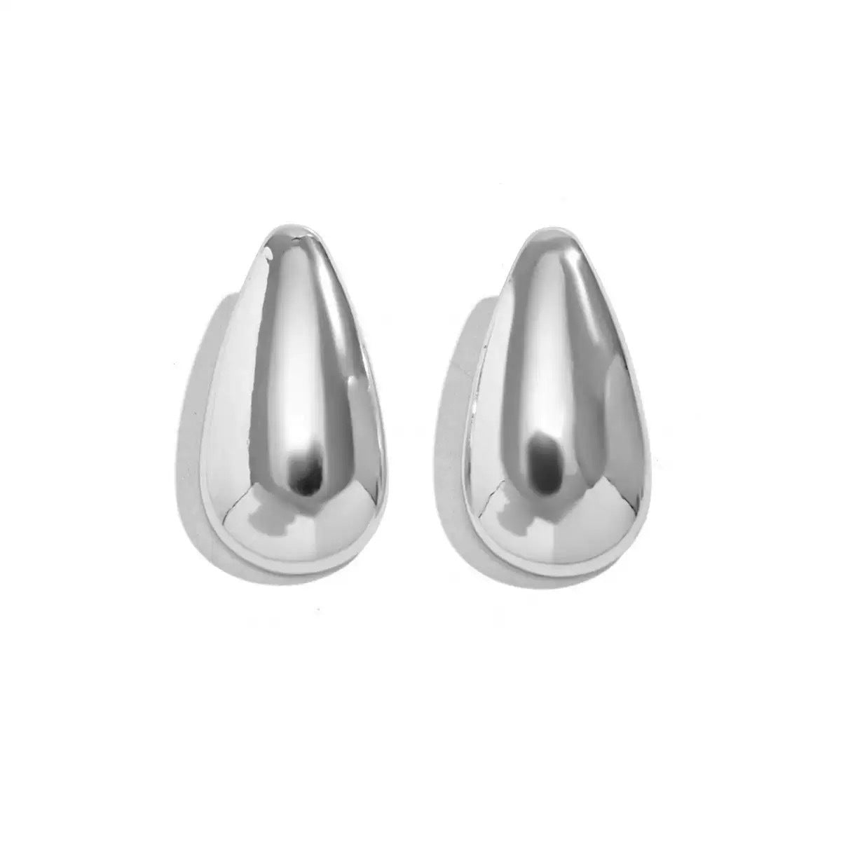 One Large Small Overlapping Stainless Steel Eardrops Gold Rings