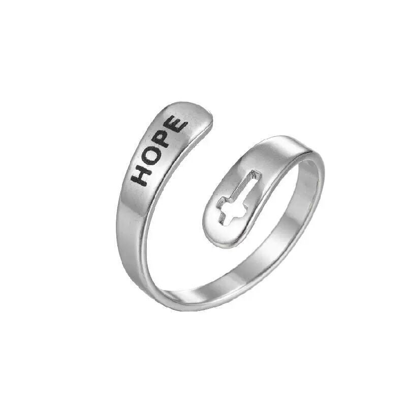 Women's Design Double Layer Letters Retro Hollow Cross Ring