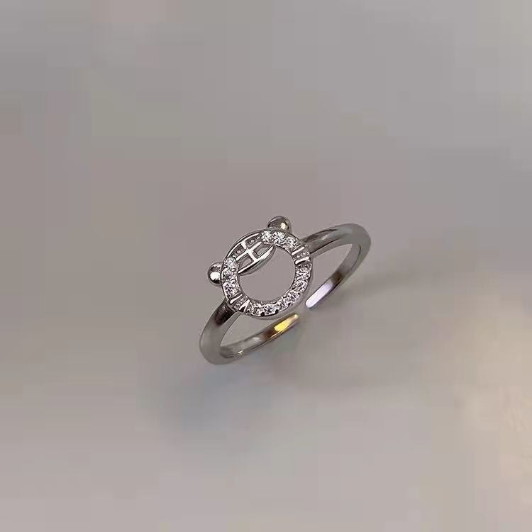 Little Tiger Female Design Simple Life Sier Full Diamond Rings