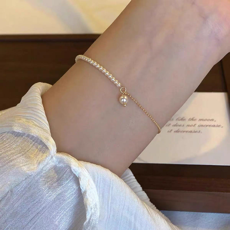 Women's Exquisite Sterling Sier Snake Bones Chain Ball Stitching Asymmetric Light Bracelet