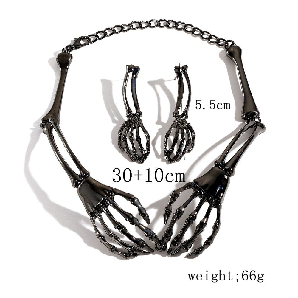 Fashion Simple Metal Skull Claw Halloween Necklaces