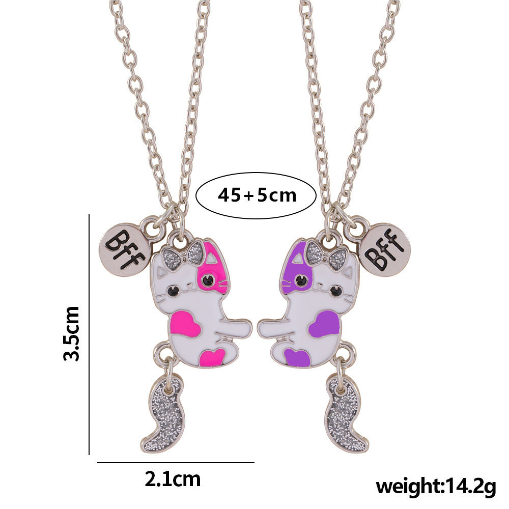 Children's Cat Friend Magnetic Sweet Dripping Kitten Necklaces