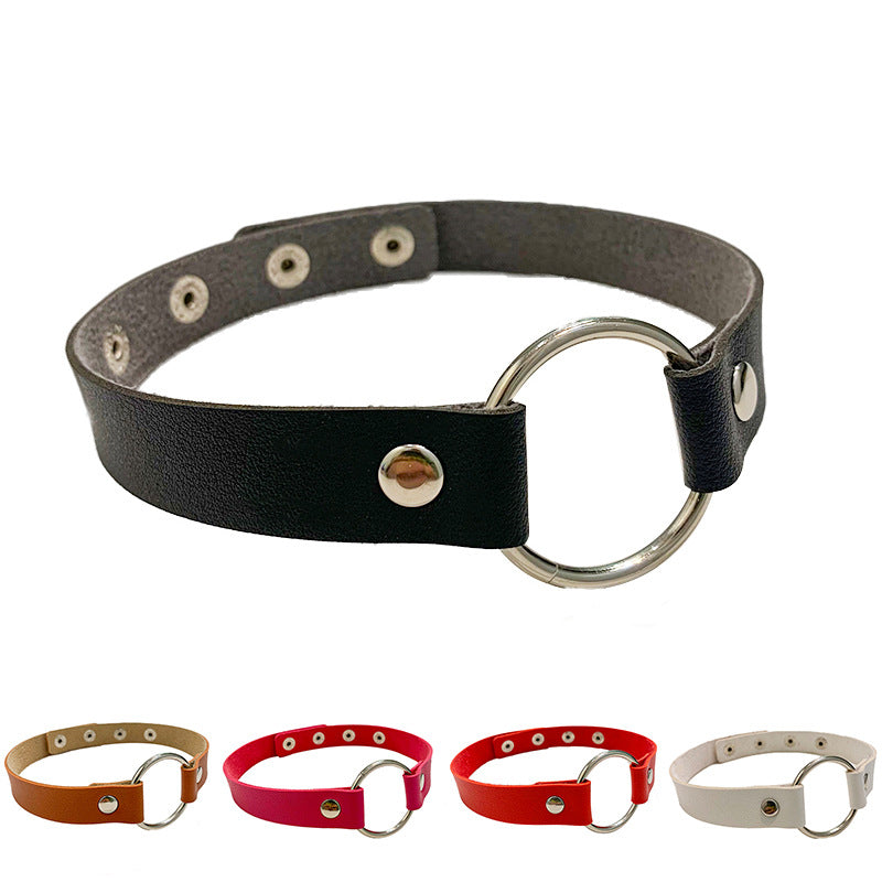 Rock Street Shooting Nightclub Leather Round Necklet Collar
